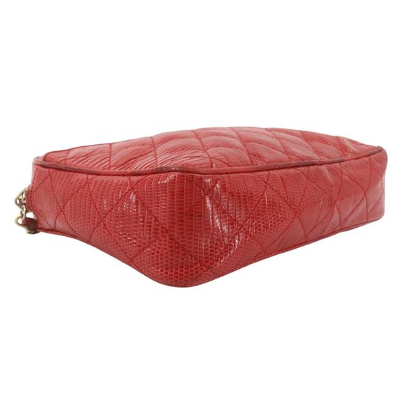 Chanel Lizard Camera Bag Vintage Tassel CC Exotic Red/Gold Rare Shoulder Leather - Picture 5 of 13